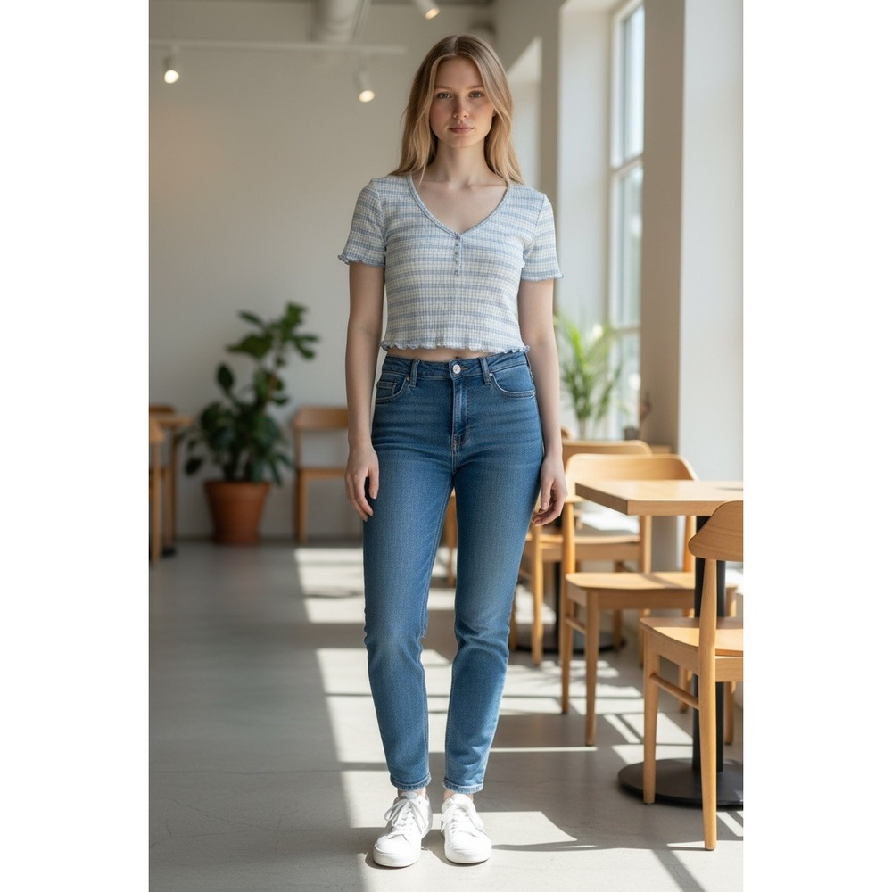 American Eagle Outfitters‎ Blue and White Plaid Top